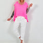 Oversized Shirt mit Rückennaht - neonpink