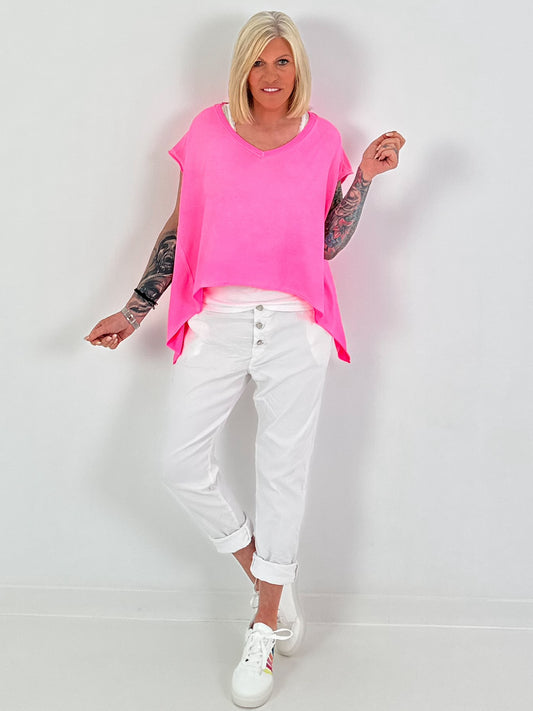 Oversized Shirt mit Rückennaht - neonpink