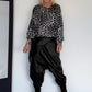 Ballonsweater im All Over Leo-Look - grau-leo-mehrfarbig