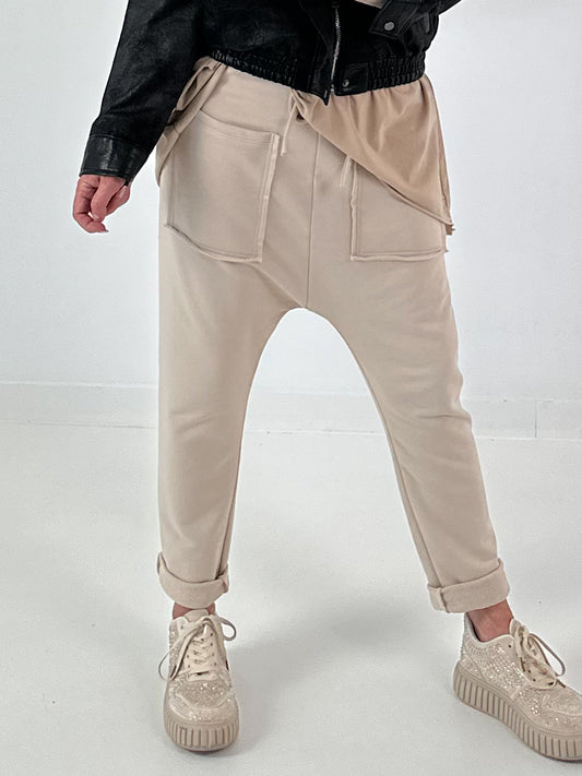 Sweatshirt Baggy mit aufgesetzten Taschen - beige