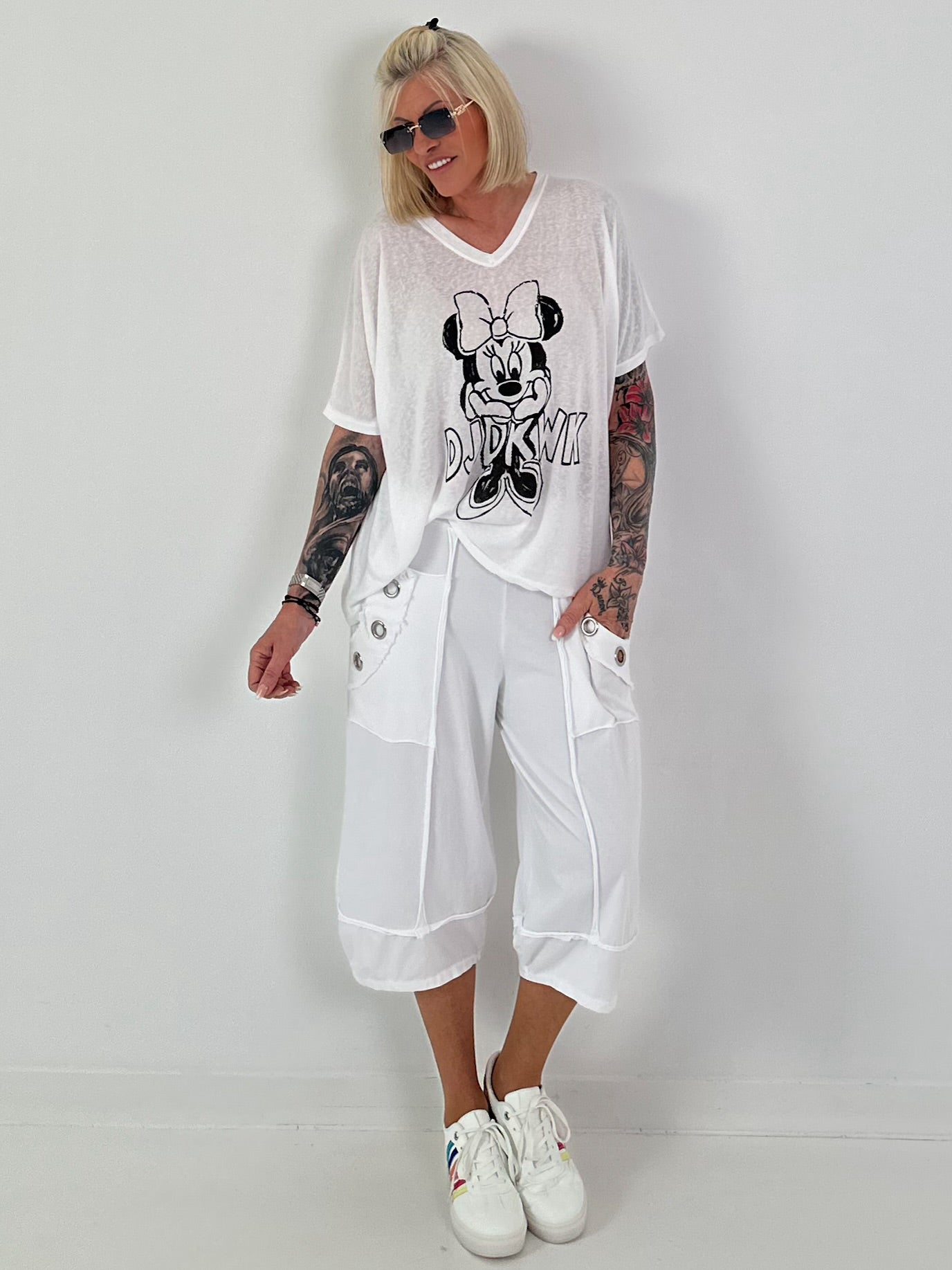 Fine Knit T-Shirt Mouse - white