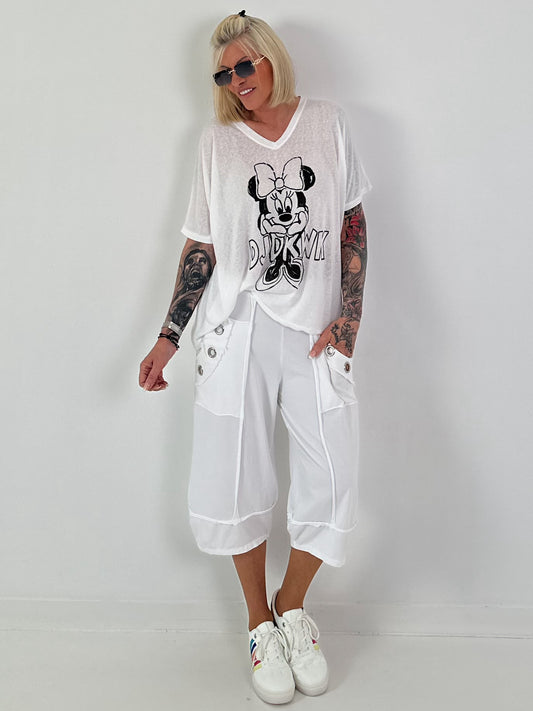 Fine Knit T-Shirt Mouse - white