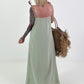 Dress with decorative straps and striped pattern - khaki