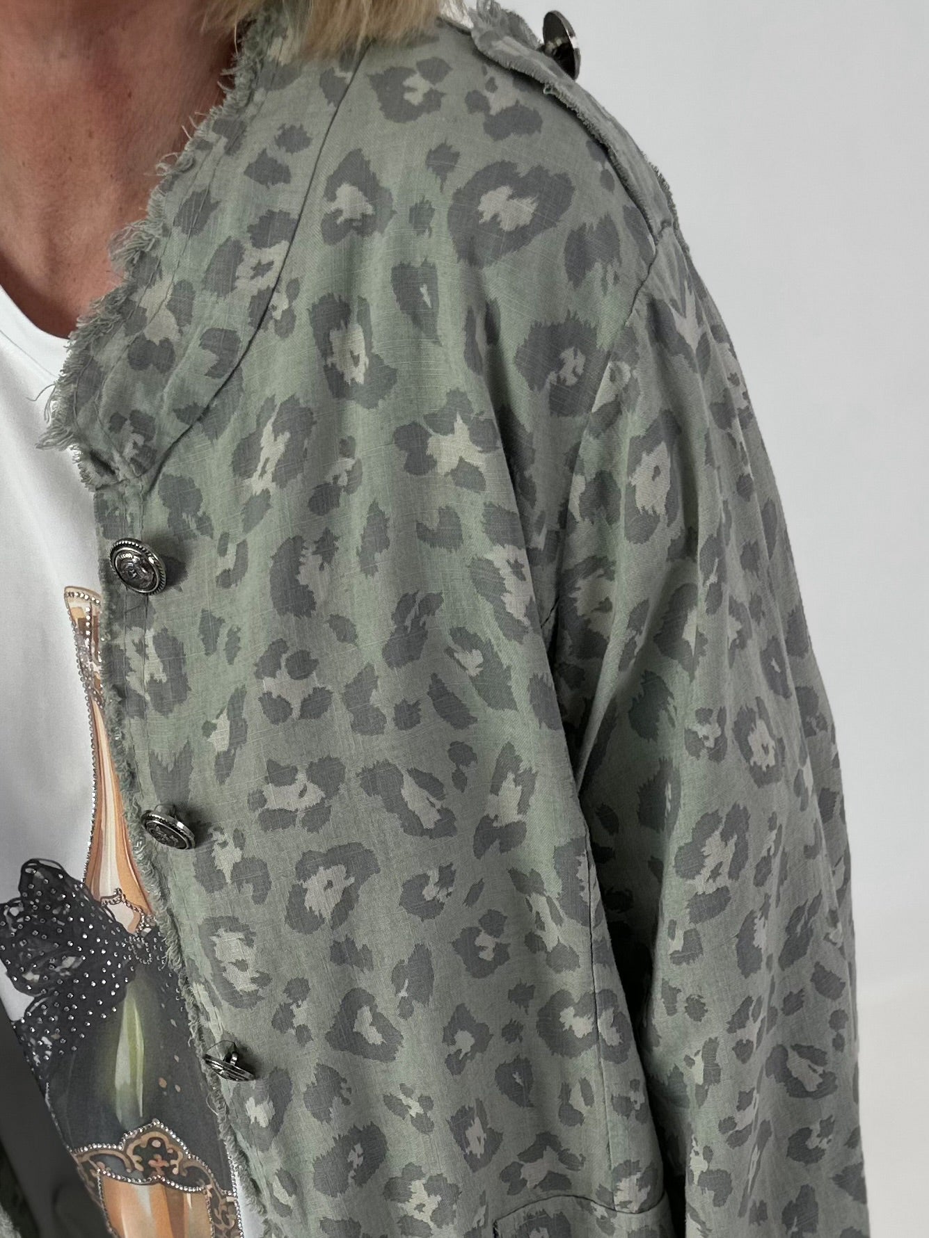 Oversized Leo Leinen Military Mantel - khaki