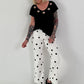T-shirt with eyelet neckline - black