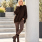 Oversized Pullover mit Grobstrickärmeln - mokka