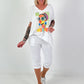 Oversized T-shirt with front print - white