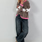 Sweatshirt with trendy star elements - taupe