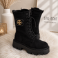 Faux suede ankle boot with chunky sole - black