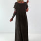 Maxi Kleid mit fransigen Abschlüssen - schoko