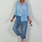 Sequin and crochet detail blouse - light blue