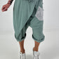 Kurze Leinen Baggy mit Überwurf und Paillettendetails - khaki