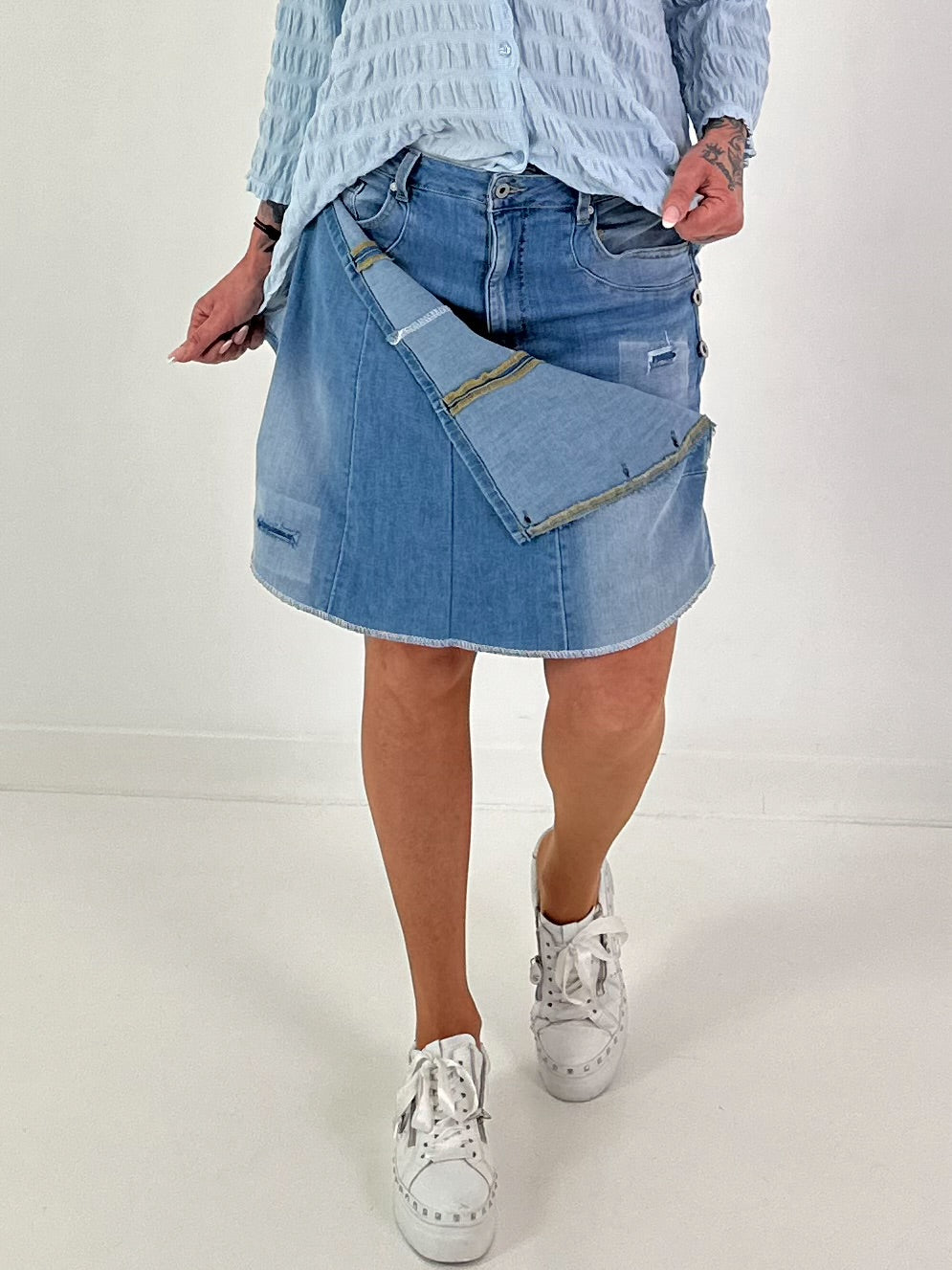 2-in-1 denim shorts