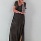 Maxi Kleid mit fransigen Abschlüssen - schoko