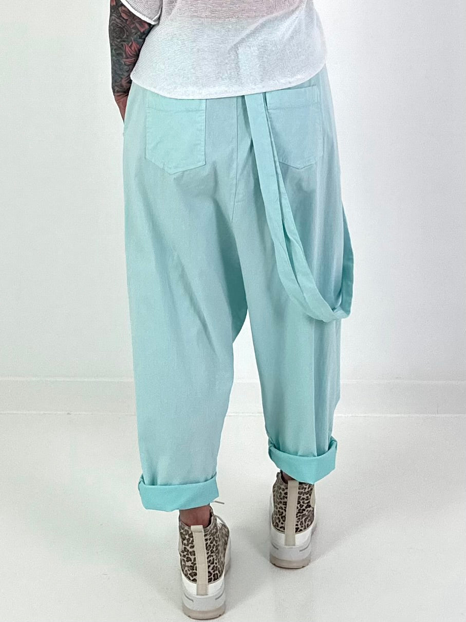 Baggy trousers with wrap - turquoise