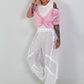 Ribbed Top with Blouse Layering - white-pink