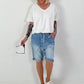 Gathered Hem T-Shirt - white