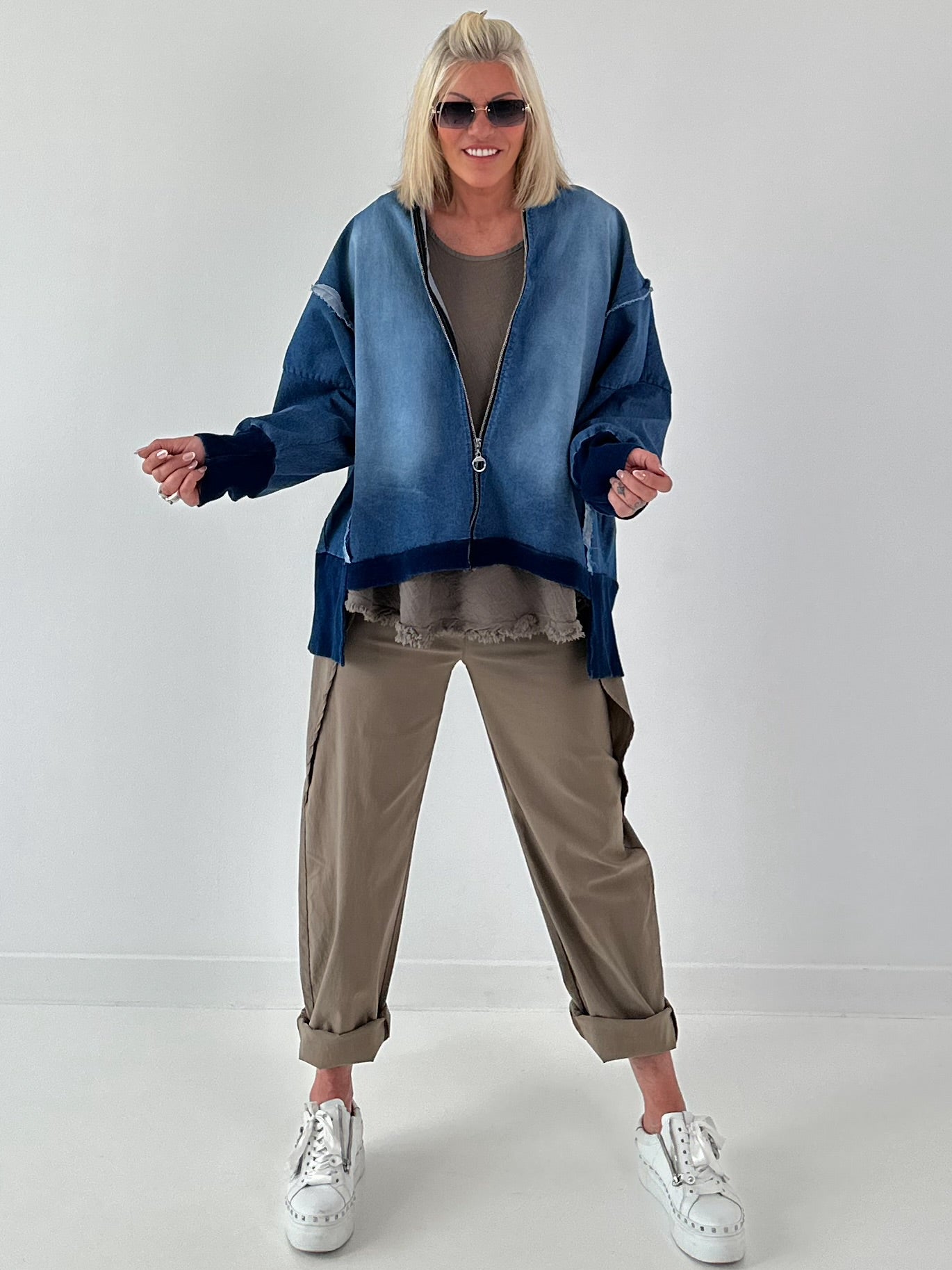 Oversized Jeansjacke - dunkelblau