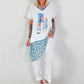 T-shirt with shoe print and glitter details - white-light blue