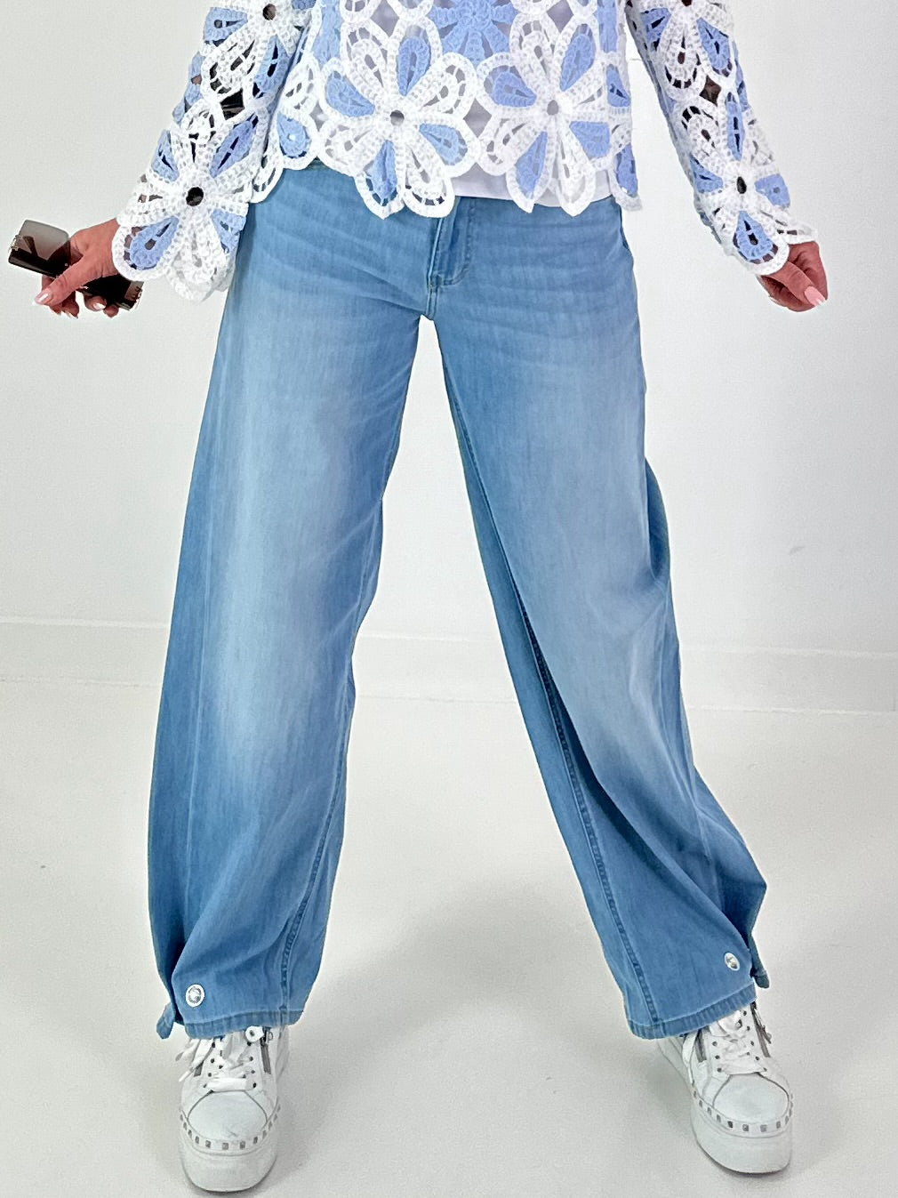 Button-hem jeans - denim