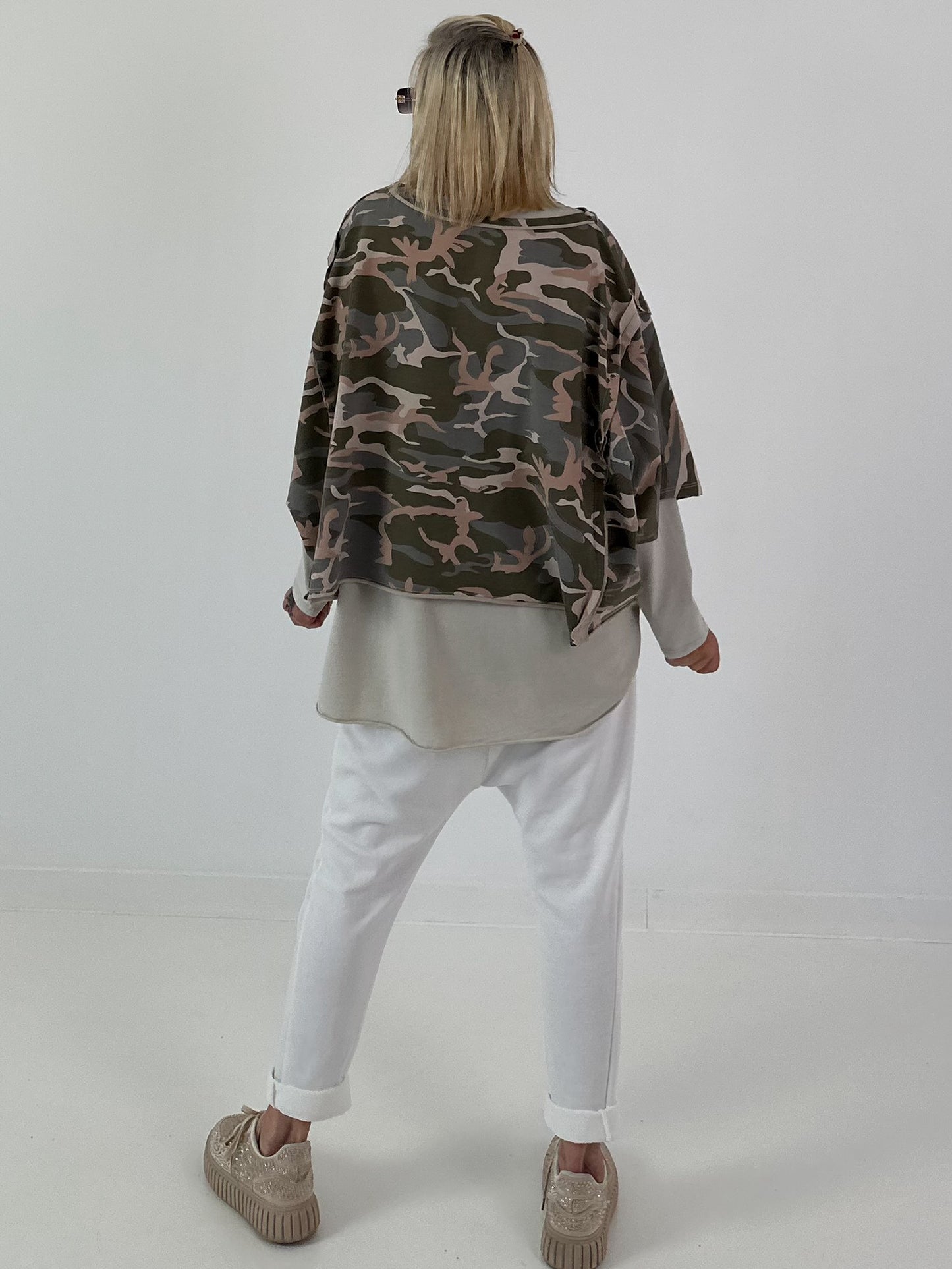Oversized Sweater mit halben Arm - camouflage
