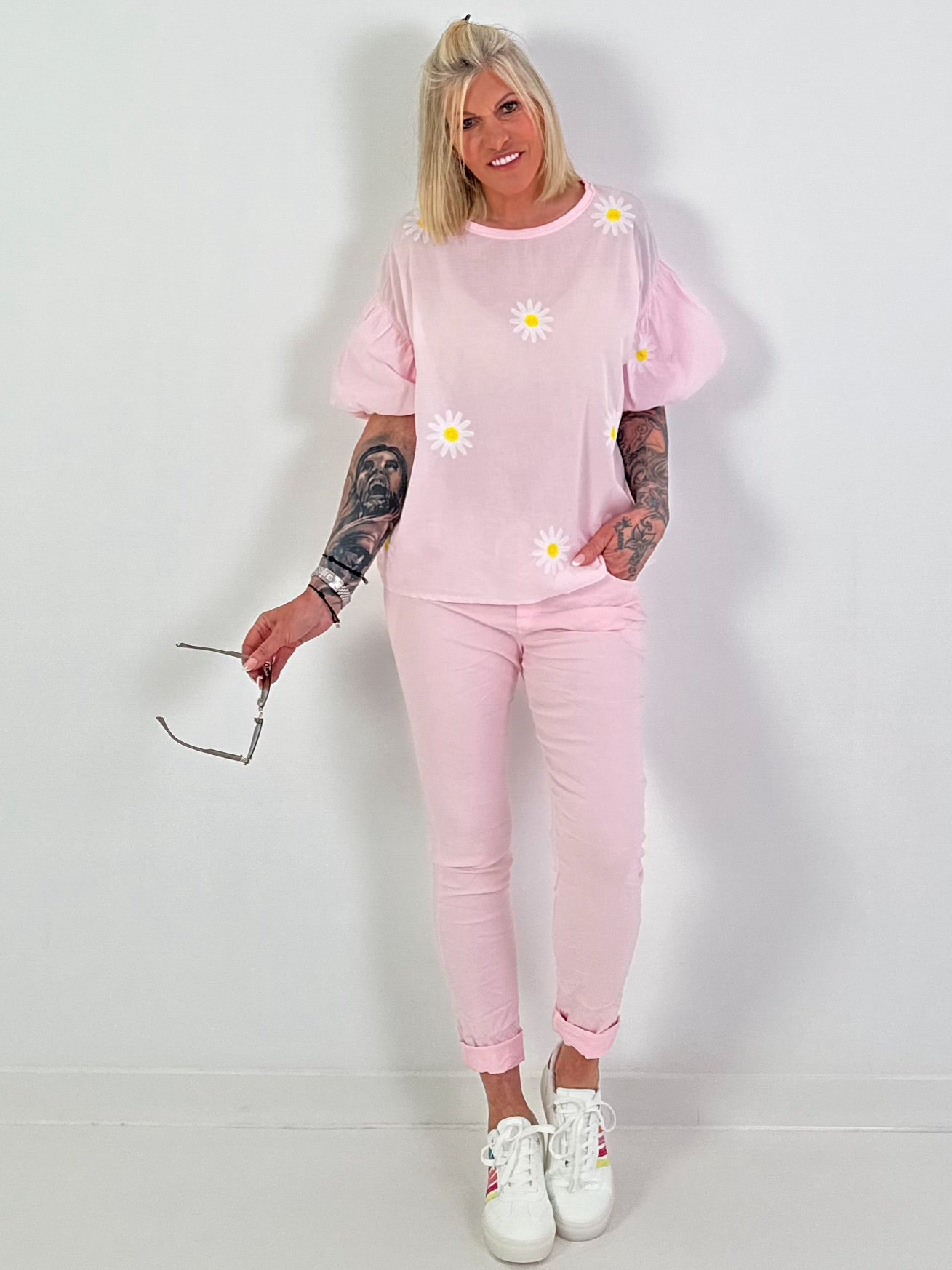 Blouse met pofmouwen - roze