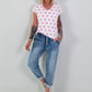 T-Shirt mit Punkten - weiss-rosa