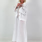 Sleeveless Linen Dress with Crochet Insert - white