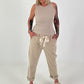 Hose mit goldenen Nieten-Details - beige
