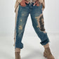 Jogg-Jeans im used Look Woman`s Face - denim