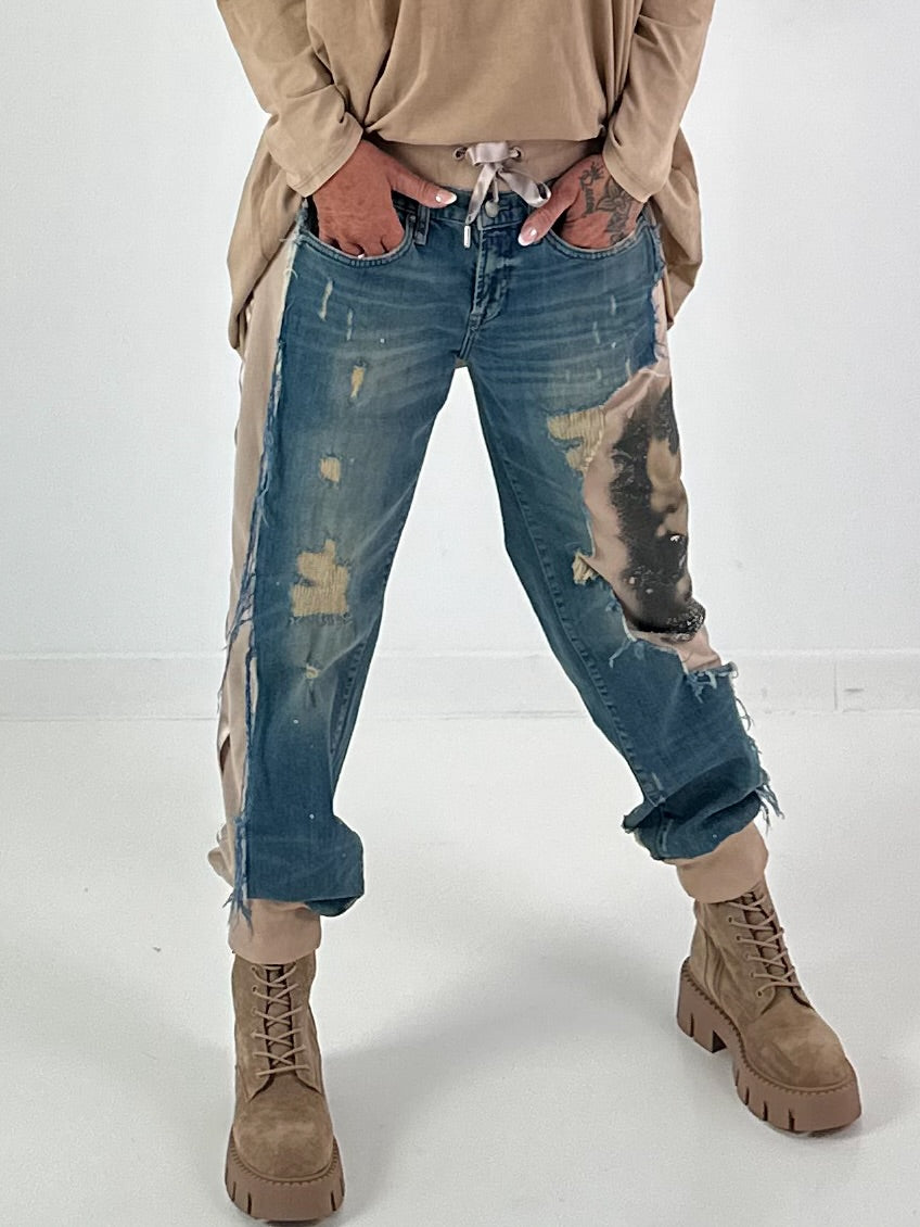 Jogg-Jeans im used Look Woman`s Face - denim