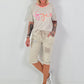 T-Shirt mit Leo-Details - beige