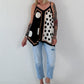 Airy patterned top - black - multi-coloured