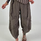Balloon Linen Trousers with Fringe Details - taupe