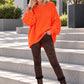 Oversized Pullover mit Grobstrickärmeln - neonorange