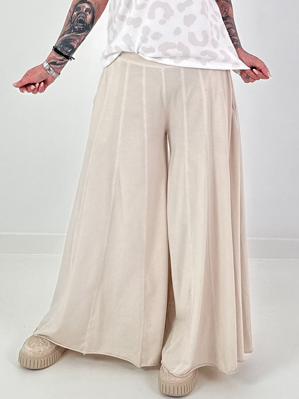 Sweat-Palazzo Hose - beige