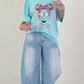 Oversized T-shirt met print op de voorkant - turquoise