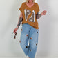 T-shirt with leopard shoe print - camel