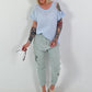 Linen Shirt with Cut-Out - light blue