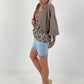 Sommer Crop-Jacke mit halben Arm - taupe