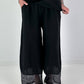 Wide-leg linen trousers - black