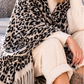 Poncho / Überwurf mit Fransen im Leo-Look - beige-leo