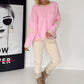 Oversized Sweater mit Strasskreuz - rosa-beige