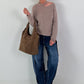 Knit sweater with cut-out - taupe