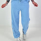Sweatpants with eyelets - light blue