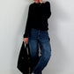 Knitted jumper with cut-out - black