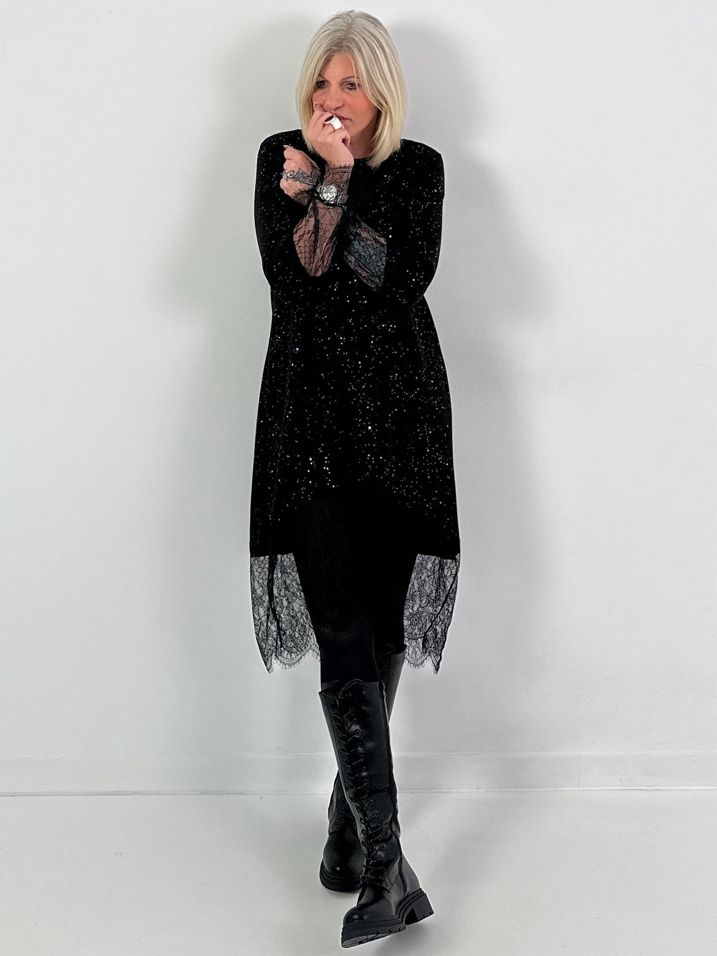 Lace dress, model "Univers You" - black