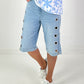 Jeansshort mit silbernen Ösen - denim