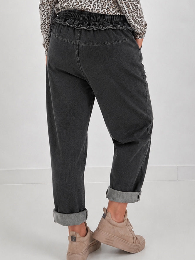Jeans mit elastischem Bund und Patten - schwarz