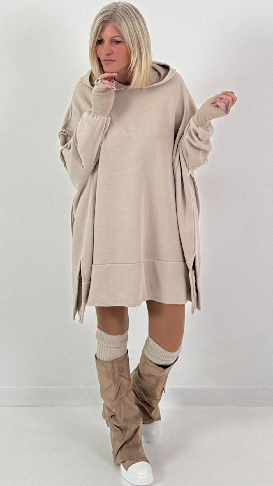 Oversized hoodie model "Rockwave" - ​​beige